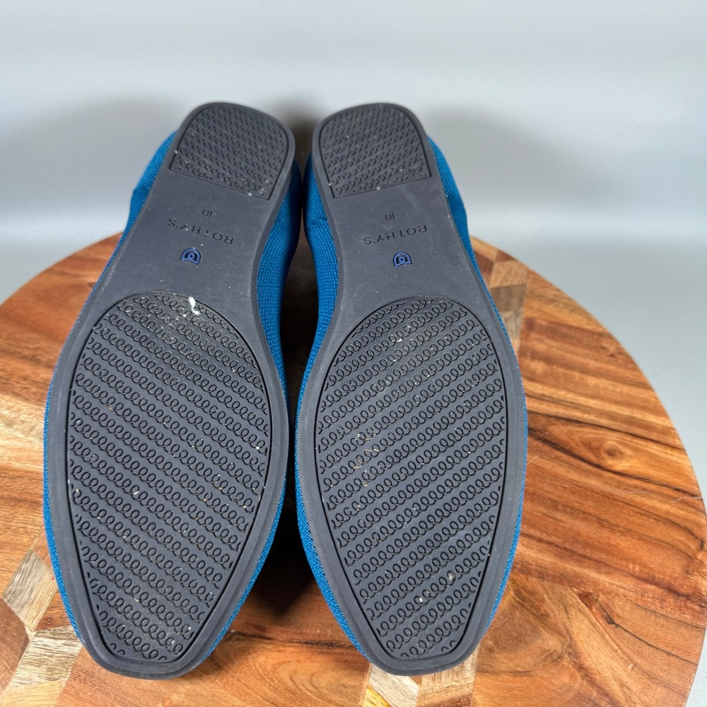 Rothys The Flat Womens 10 Bright Blue Rounded Toe Washable Knit Ballet Flats - Picture 6 of 7